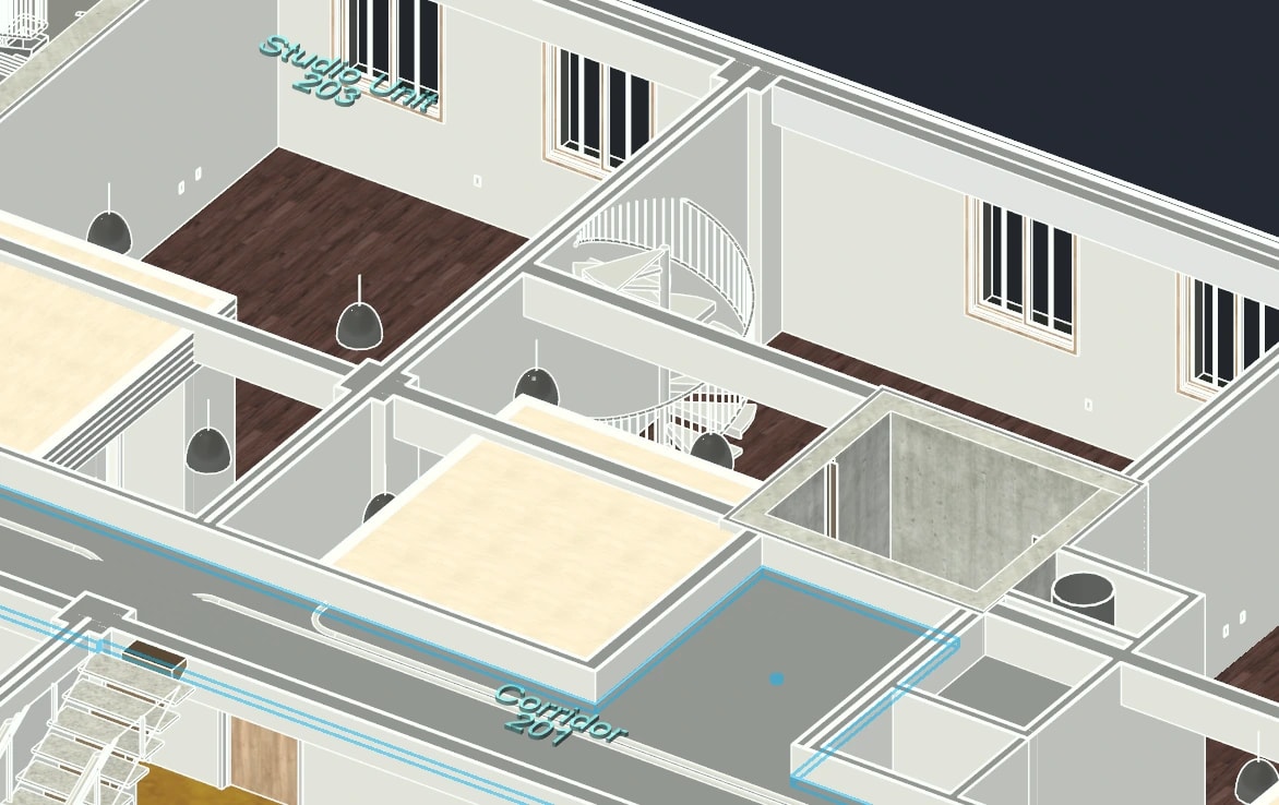 Room labels in 3D