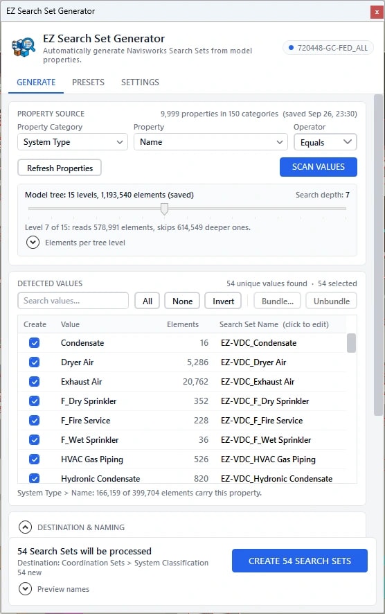 Generate Search Sets