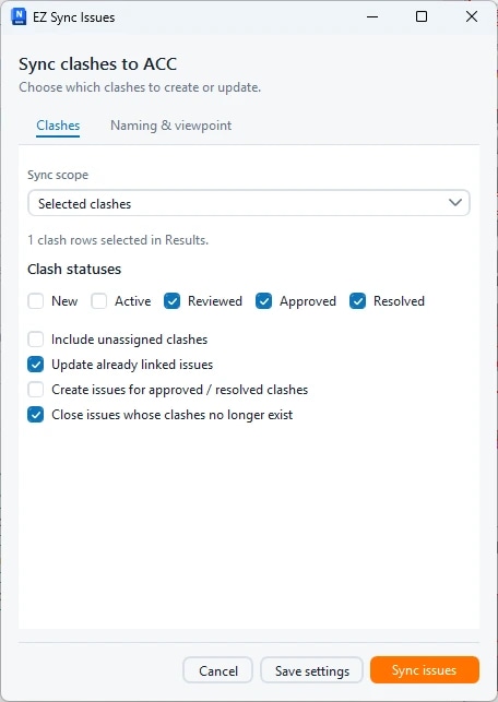 EZ Clash Manager: Ajustes de sincronización con ACC