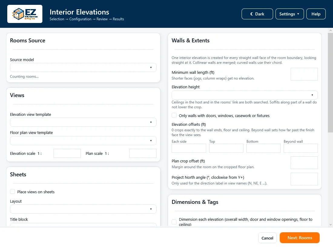EZ Interior Elevation Generator: Interface preview