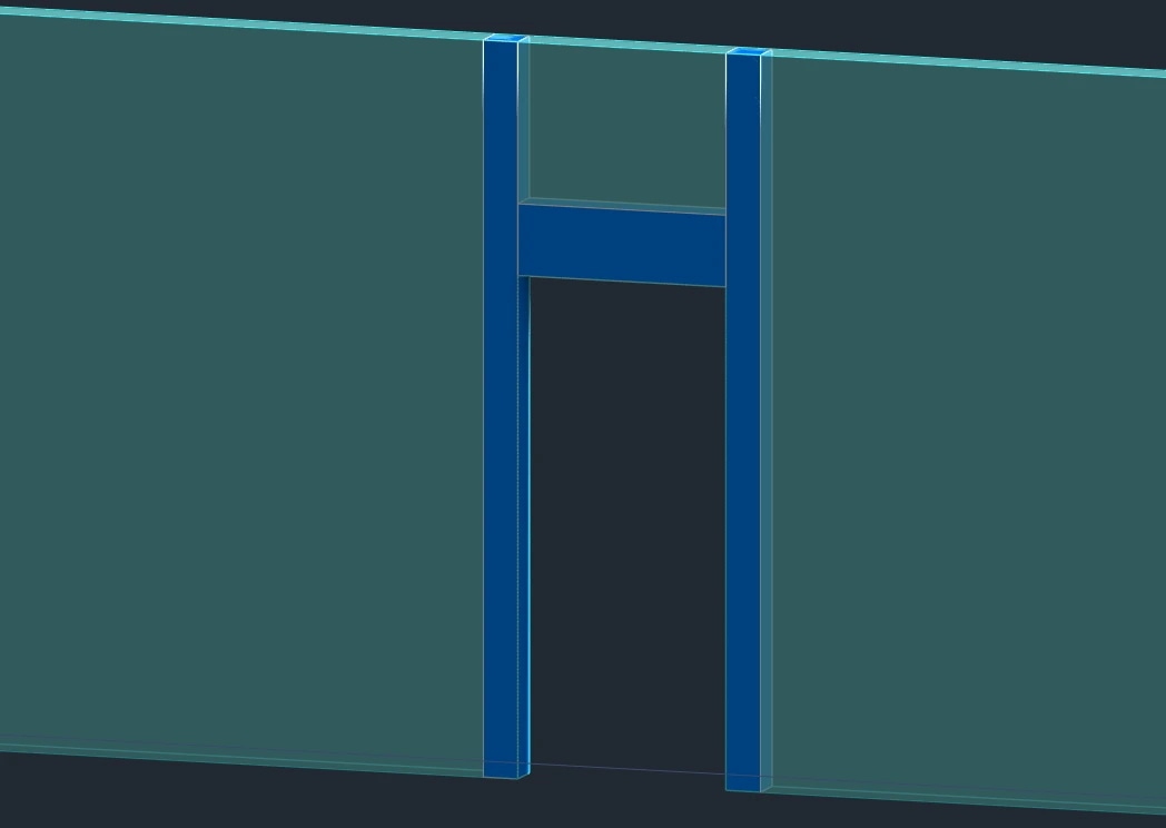 EZ King Studs: Studs and header at an opening